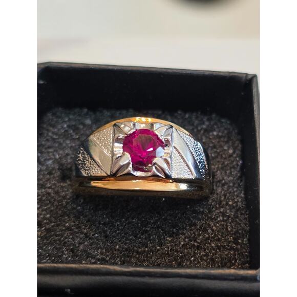 LIND 14K Yellow Gold HGE Ruby & Silver Ring‎ 11.5 Size 11.15 grams - Picture 8 of 13